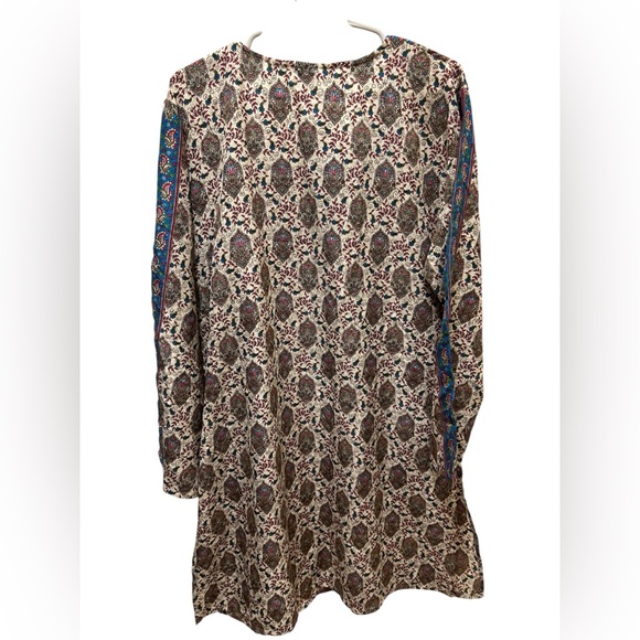 Bohemian Long Sleeve Dress with Paisley Print - Picture 2 of 3